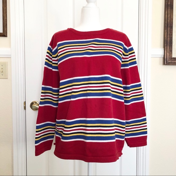 NWOT Lauren Ralph Lauren Red Striped Sweater - Picture 1 of 6